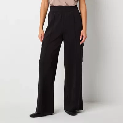 Stylus Womens Mid Rise Wide Leg Cargo Pant