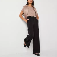 Stylus Womens Mid Rise Wide Leg Cargo Pant