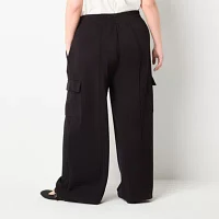 Stylus Womens Mid Rise Wide Leg Cargo Pant-Plus