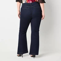 Bold Elements - Plus Womens Mid Rise Flare Leg Jean