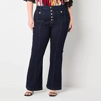 Bold Elements - Plus Womens Mid Rise Flare Leg Jean