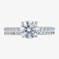 (G / Si2) Womens 2 CT. T.W. Lab Grown White Diamond 10K Gold Round Side Stone Bridal Set