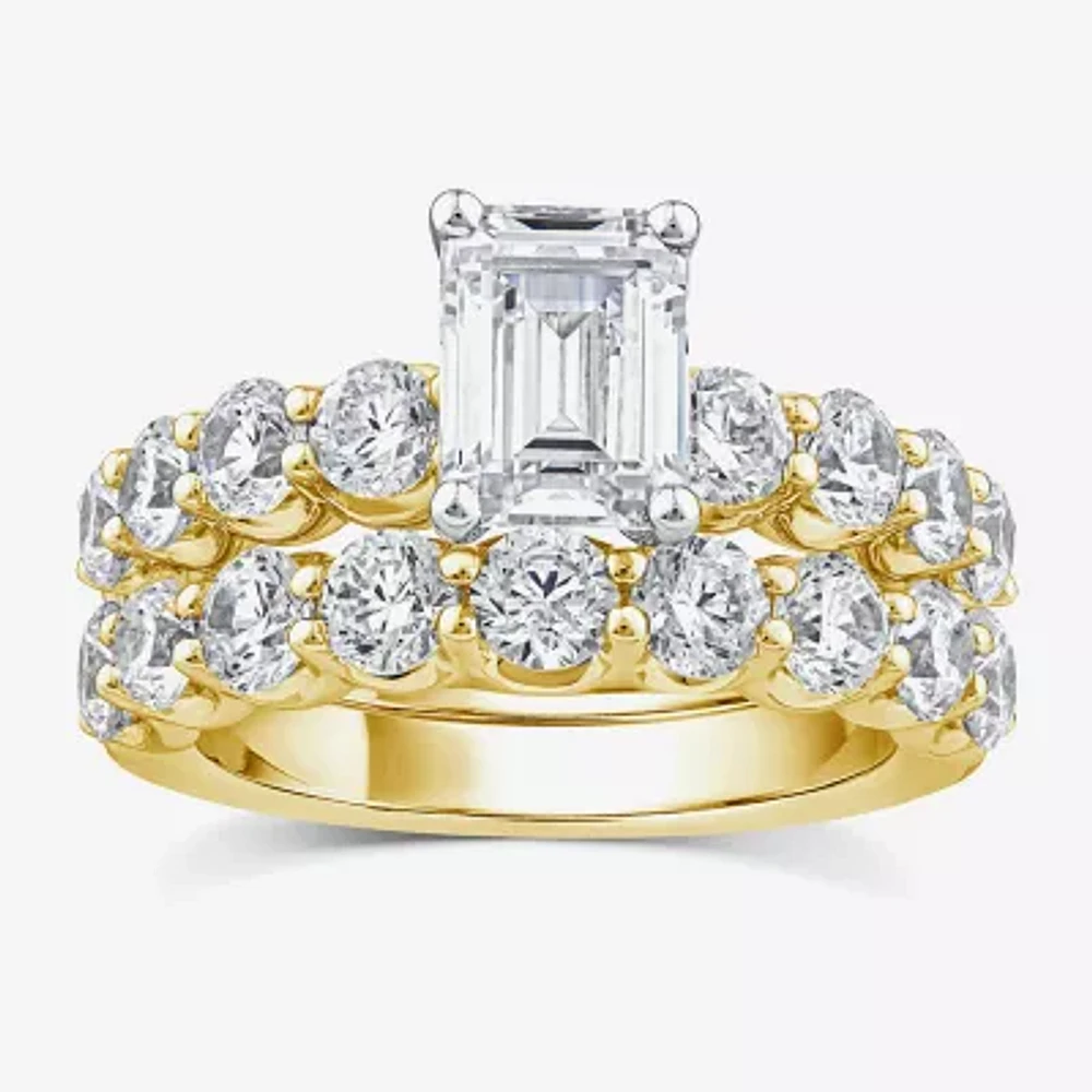 Signature By Modern Bride (G / Si1-Si2) Womens 4 CT. T.W. Lab Grown White Diamond 10K Gold Side Stone Bridal Set