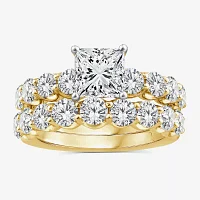 Signature By Modern Bride (G / Si1-Si2) Womens 4 CT. T.W. Lab Grown White Diamond 10K Gold Side Stone Bridal Set