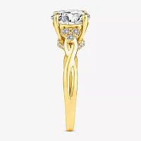 (G / Si1-Si2) Womens 2 1/4 CT. T.W. Lab Grown White Diamond 10K Gold Round Side Stone Engagement Ring