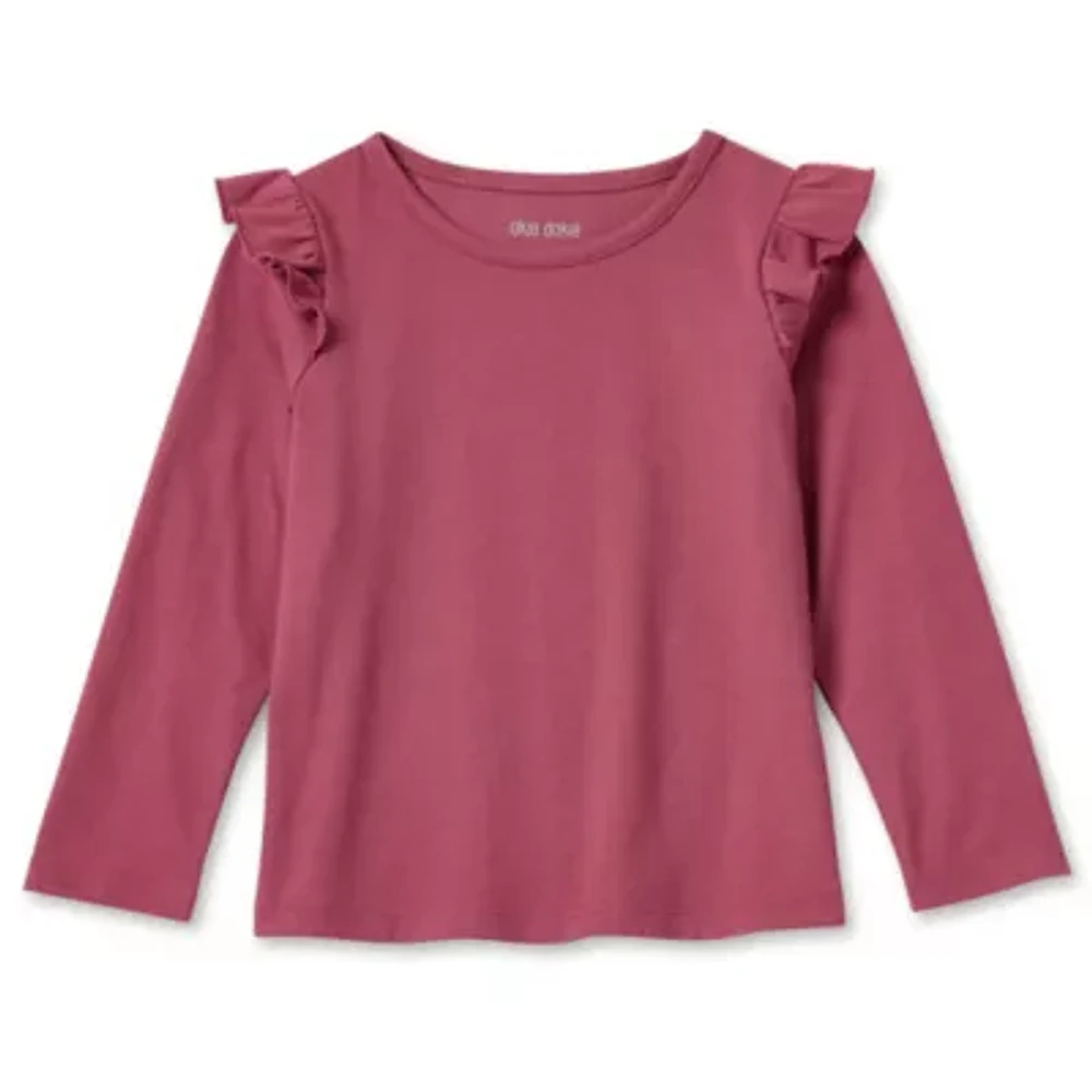 Okie Dokie Toddler & Little Girls Round Neck Long Sleeve T-Shirt