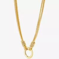 Womens 14K Gold Over Silver Circle Round Pendant Necklace