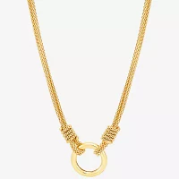 Womens 14K Gold Over Silver Circle Round Pendant Necklace