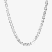 Athra Sterling Silver 18 Inch Solid Bismark Chain Necklace