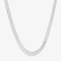 Athra Sterling Silver 18 Inch Solid Bismark Chain Necklace