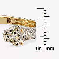 White Cubic Zirconia 14K Two Tone Gold Over Silver Panther Bangle Bracelet