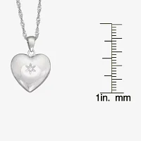 Womens 1/10 CT. White Cubic Zirconia Sterling Silver Heart Locket Necklace