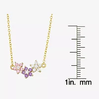 Girls 1/2 CT. Multi Color Cubic Zirconia 14K Gold Over Silver Flower Pendant Necklaces