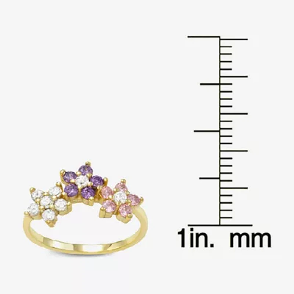 Girls 1/2 CT. Multi Color Cubic Zirconia 14K Gold Over Silver Cocktail Ring