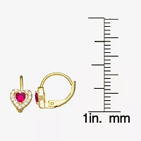1/2 CT. Red Cubic Zirconia 14K Gold Over Silver 7mm Hoop Earrings