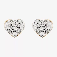 Crystal 18K Gold Over Silver 4.7mm Heart Stud Earrings