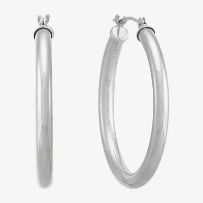 10K White Gold 28mm Hoop Earrings