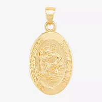 St. Christopher Unisex Adult 14K Gold Oval Pendant