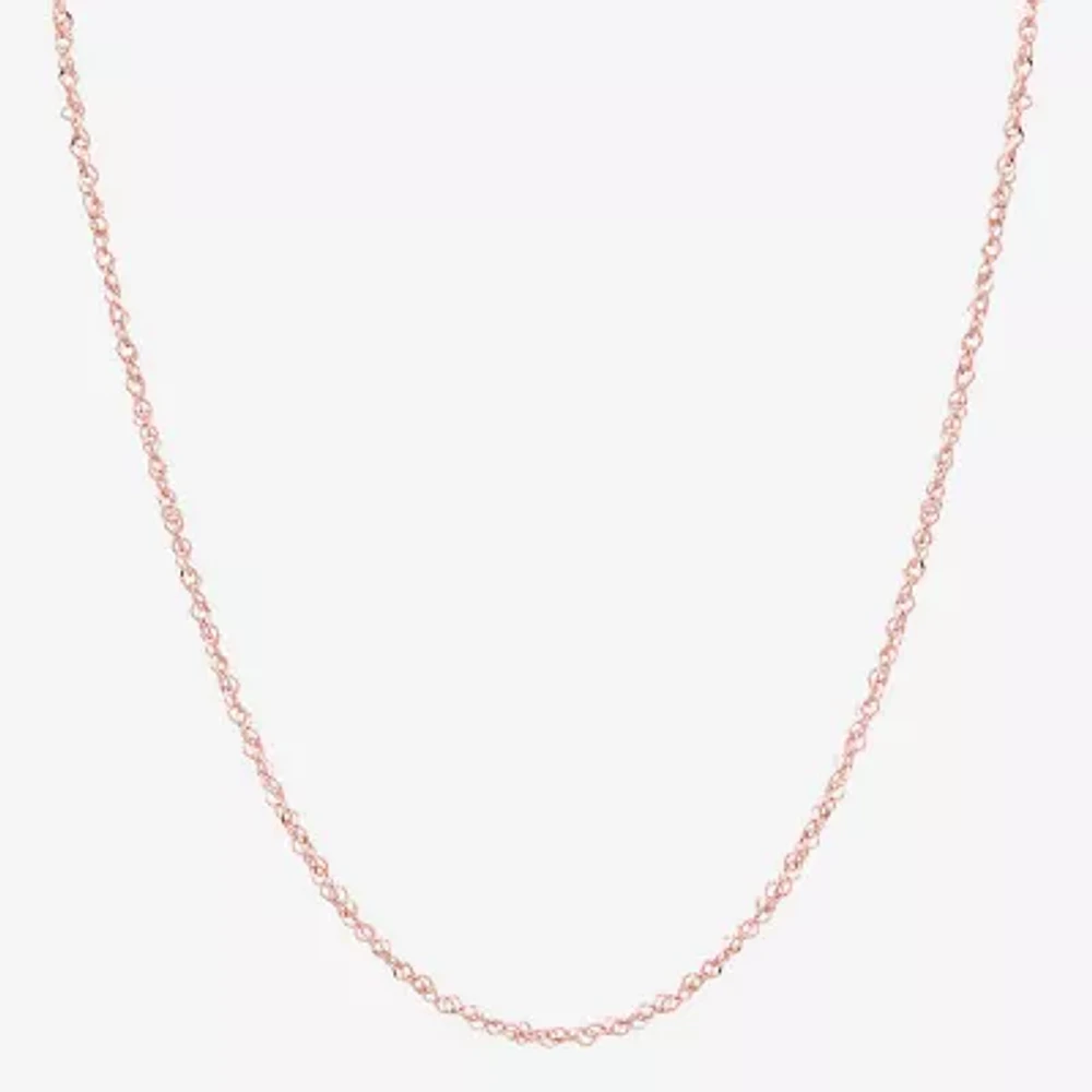 14K Rose Gold 18 Inch Solid Singapore Chain Necklace