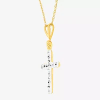 Womens Crystal 14K Gold Cross Pendant Necklace