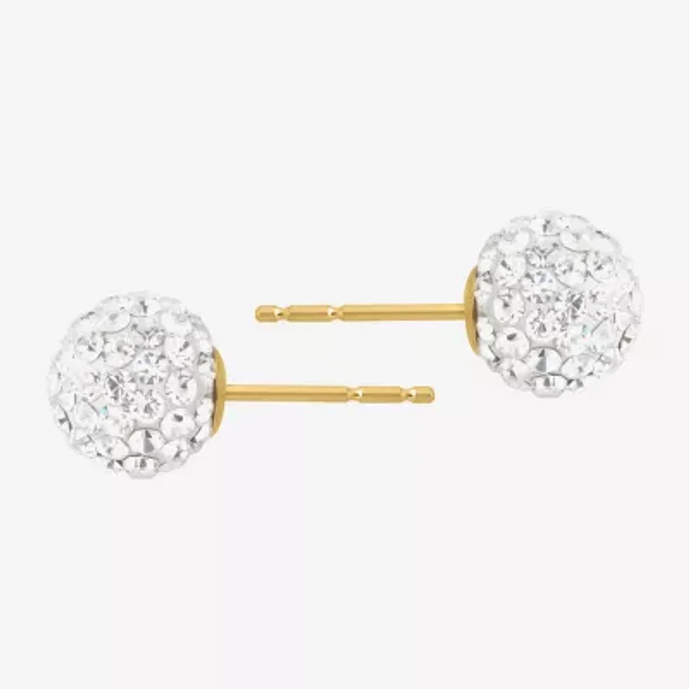Crystal 14K Gold 7.8mm Ball Stud Earrings