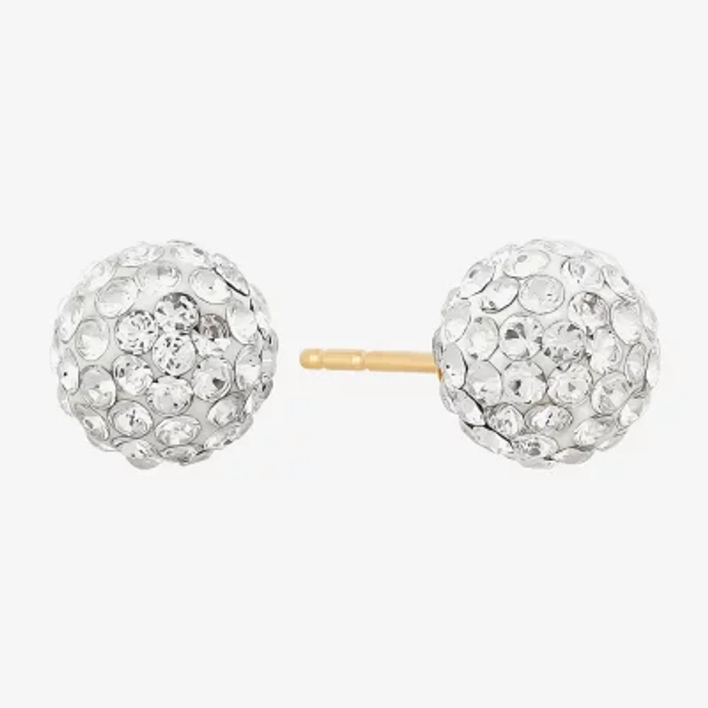 Crystal 14K Gold 7.8mm Ball Stud Earrings