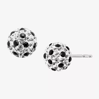 Black Crystal 14K White Gold 7.8mm Ball Stud Earrings