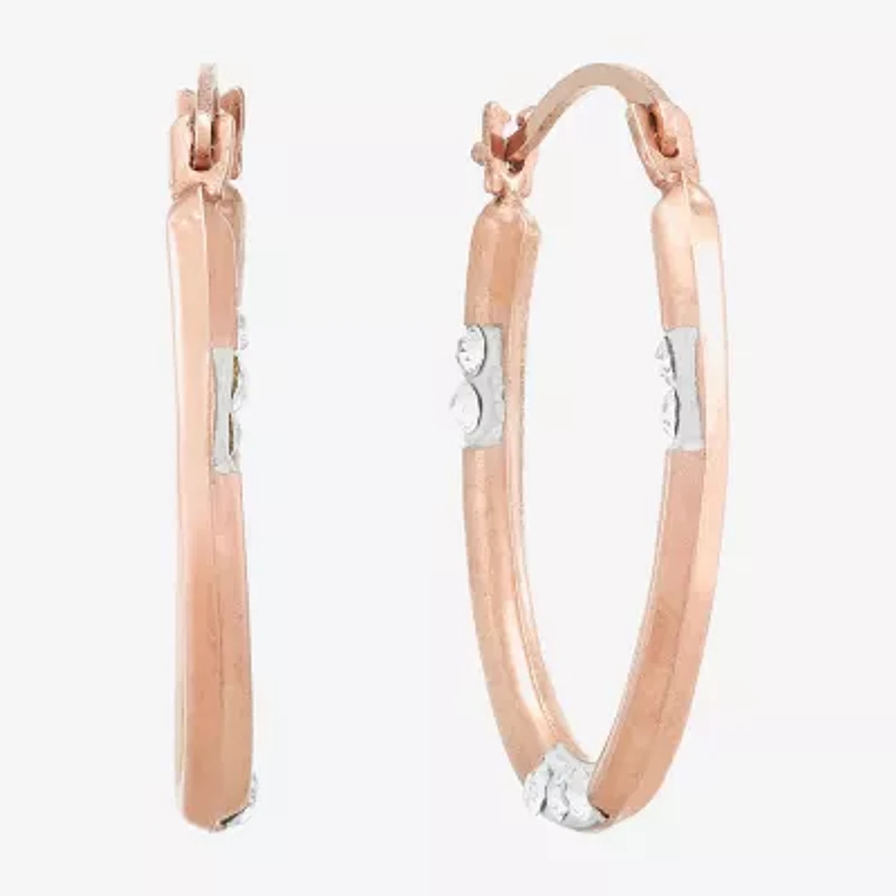 Crystal 14K Rose Gold 20.5mm Oval Hoop Earrings