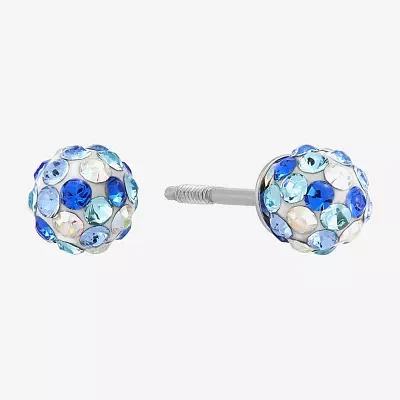 Multi Color Crystal 14K White Gold 4.8mm Ball Stud Earrings