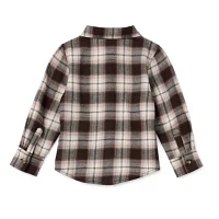 Okie Dokie Toddler & Little Boys Woven Plaid Long Sleeve Button-Down Shirt