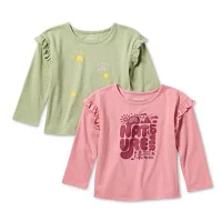 Okie Dokie Toddler & Little Girls 2-pc. Round Neck Long Sleeve T-Shirt