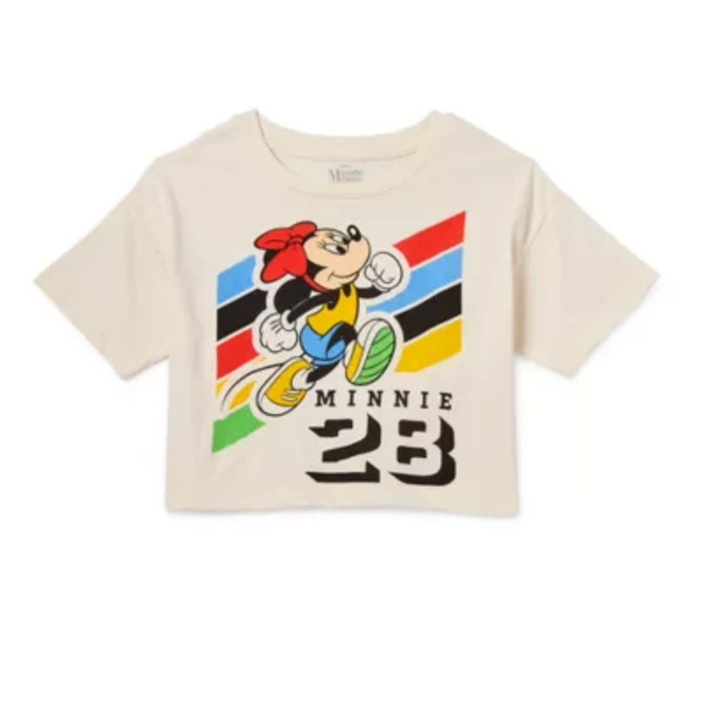 Disney Collection Little & Big Girls Crew Neck Short Sleeve Minnie Mouse Graphic T-Shirt