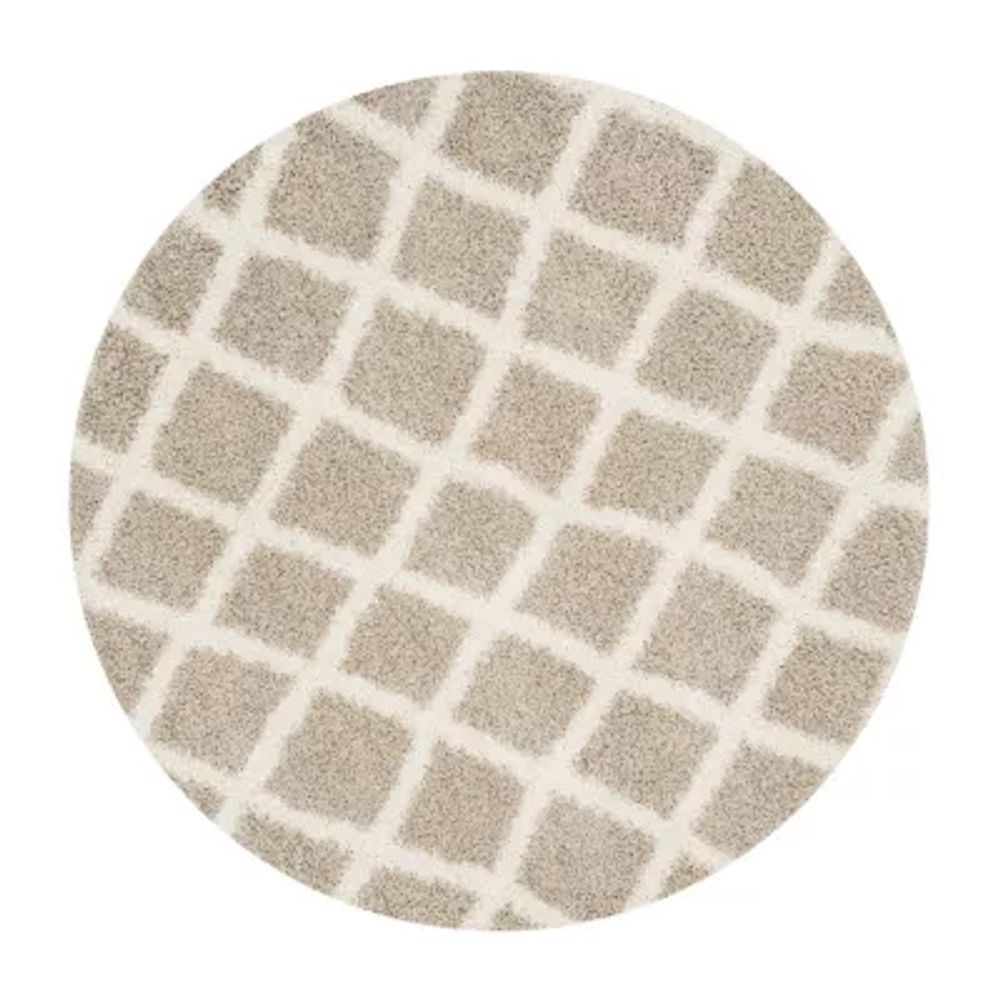 Safavieh Dallas Shag Collection Cara Geometric Round Area Rug