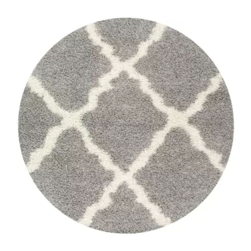 Safavieh Dallas Shag Collection Caris Geometric Round Area Rug