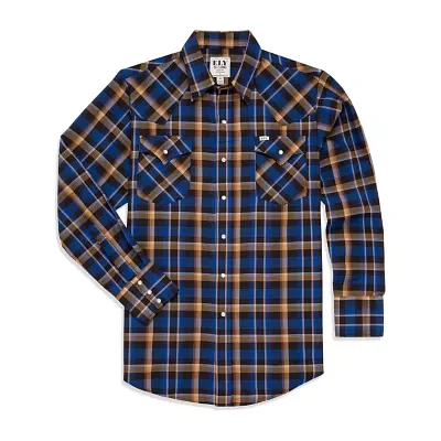 Ely Cattleman Plaid Big and Tall Mens Long Sleeve Western Shirt