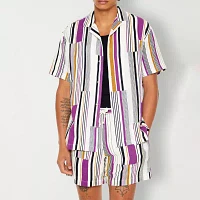 Forever 21 Mens Short Sleeve Striped Button-Down Shirt