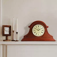 Megagoods Mahogany Cherry Black Mantel Clock