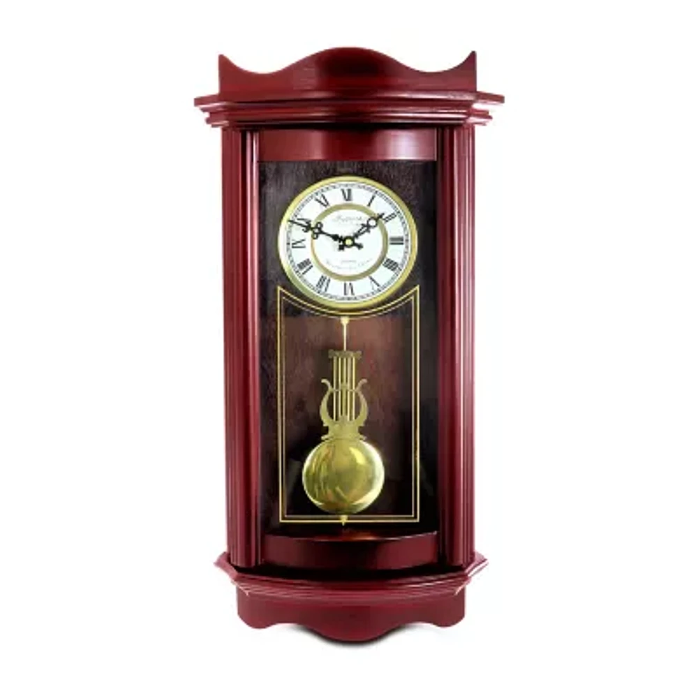 Bedford Clock Collection Weathered Chocolate Cherry Wood Wall Clock