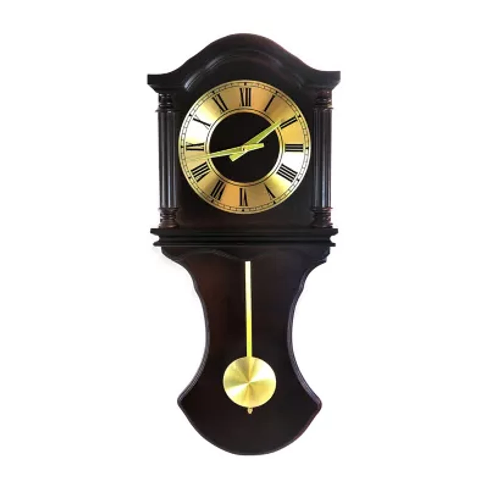 Bedford Clock Collection Chocolate Brown Oak Finish Wall Clock