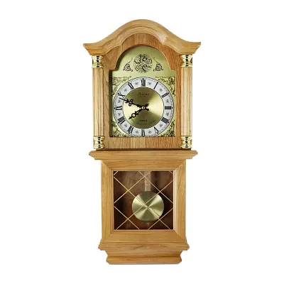 Bedford Clock Collection Classic 26" Golden Oak Finish Wall Clock