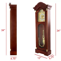 Bedford Clock Collection Chiming Pendulum Antique Cherry Oak Finish Wall Clock