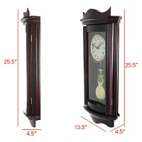 Bedford Clock Collection 25" Weathered Chocolate Cherry Finish Wall Clock