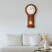 Bedford Clock Collection Olivia 24.5" Cherry Wood Chiming Pendulum Wall Clock