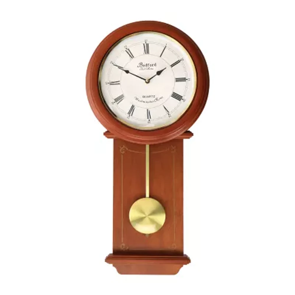 Megagoods Olivia 24.5" Cherry Wood Chiming Pendulum Wall Clock