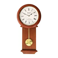 Bedford Clock Collection Olivia 24.5" Cherry Wood Chiming Pendulum Wall Clock