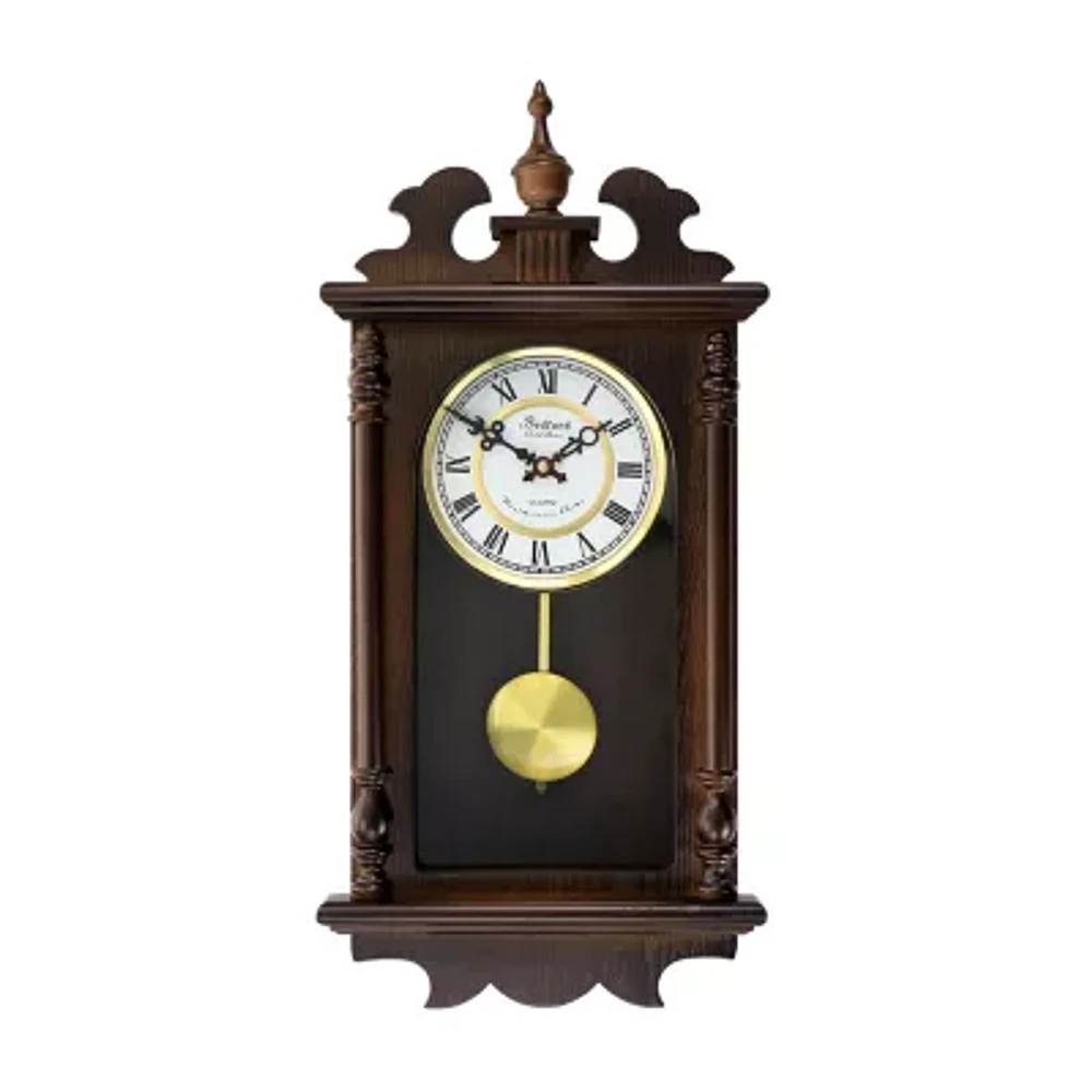 Megagoods Leo 21" Chestnut Wood Chiming Pendulum Wall Clock