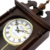 Bedford Clock Collection Leo 21" Chestnut Wood Chiming Pendulum Wall Clock