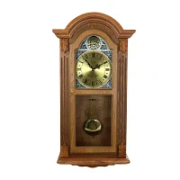 Megagoods Honey Oak Chiming Pendulum Wall Clock