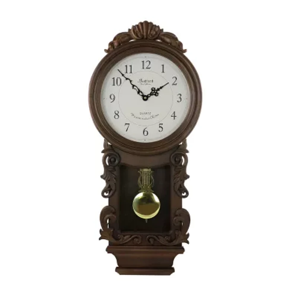 Megagoods Chestnut Chiming Pendulum Wall Clock