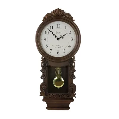 Bedford Clock Collection Chestnut Chiming Pendulum Wall Clock